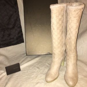 100% Authentic GUCCI Womens Cream Boots Size 8.5